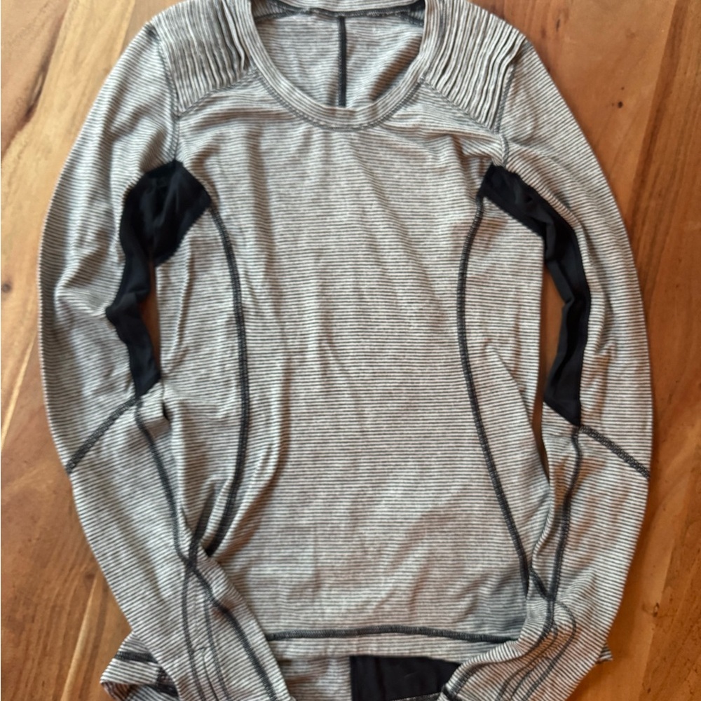 Lululemon Gray and Black Striped Top